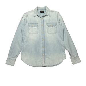 Jean Shop NYC 2 Pockets Shirt Chambray Button Up Men's Small Western Workwear
